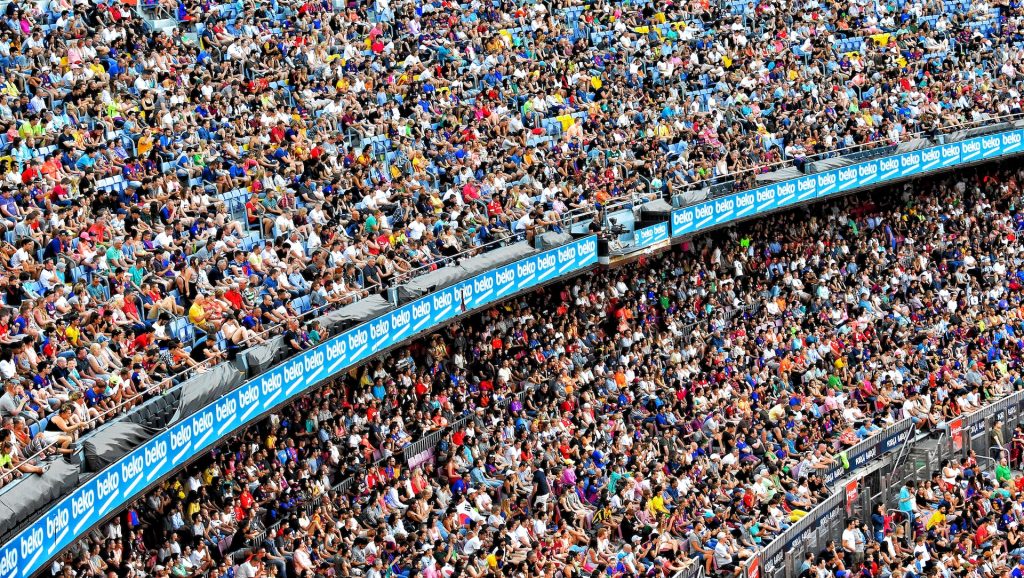 A crowd of people in a stadium